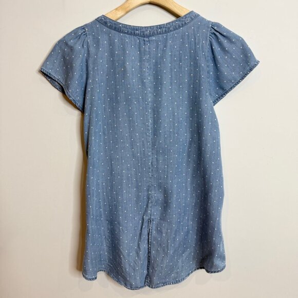 💙 Sanctuary Short Puff Sleeve Polka Dot Button-down Blouse Blue & White Size XS - Picture 4 of 7